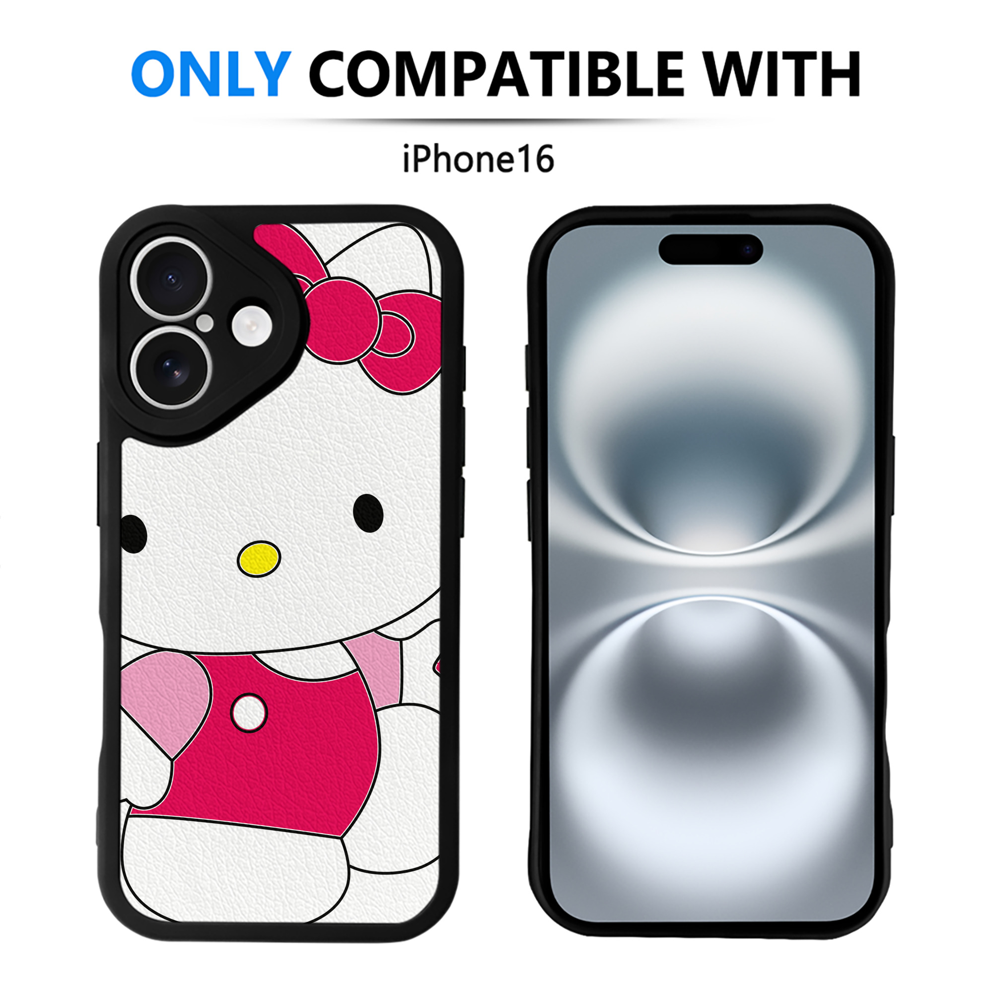（画像用） Hello Kitty ハローキティ 【iPhone 16シリーズ対応】シリコンスマホケース（レザー調） 材質：シリコン